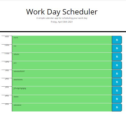 Work Day Schedule